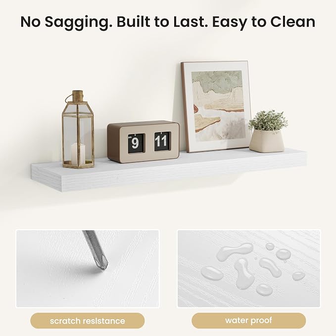 Fun Memories Rustic Floating Wall Shelves, Wall Mounted Wood Storage & Display - Image 4