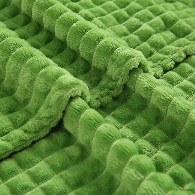 Puncuntex Flannel Fleece Throw Blanket Apple Green 50"×60", Super Soft Plush - Image 6