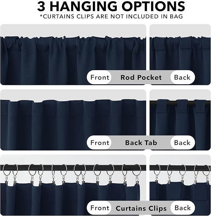Deconovo Blackout Curtains, Thermal Insulated, W42 x L72 2 Panels, Back Tab - Image 2