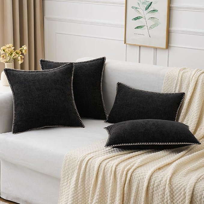 MIULEE Pack of 2 Couch Throw Pillow Covers 18x18 Inch Black Farmhouse - Image 5