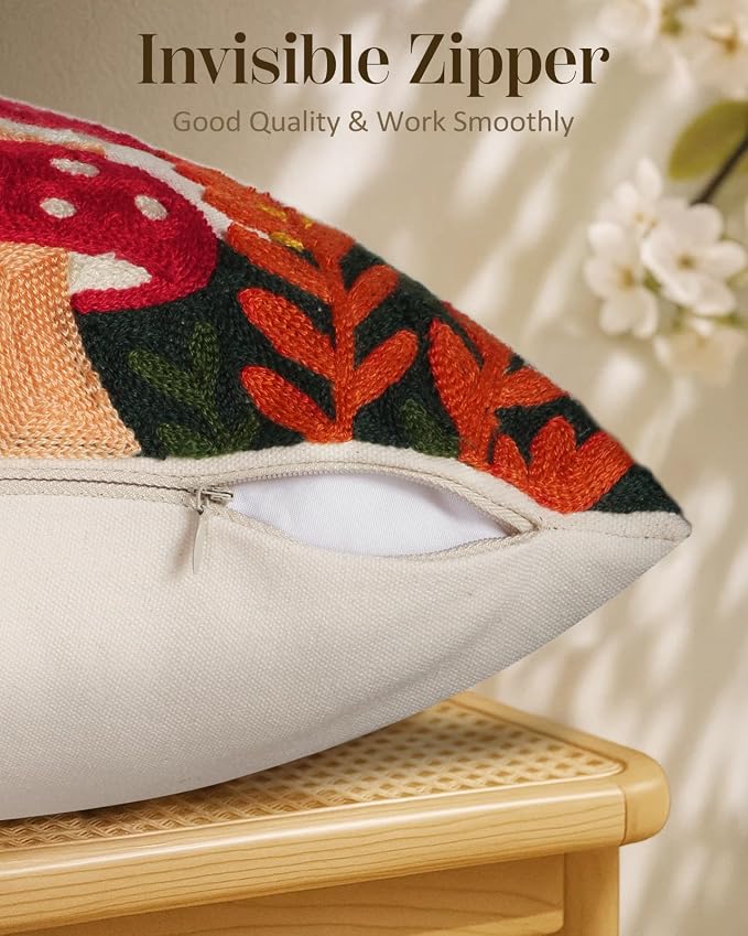 Embroidered Throw Pillow Cover 18x18 Inch - Image 3