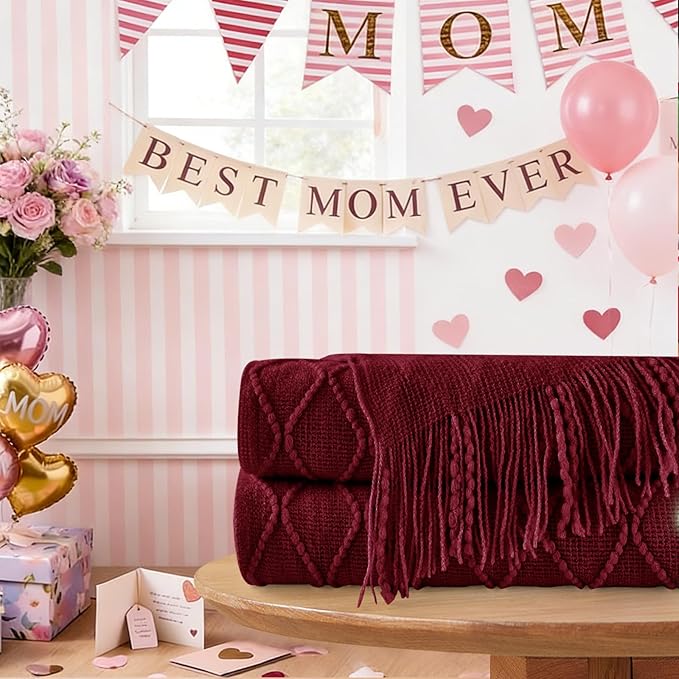 inhand Claret Knitted Throw Blanket - Image 5