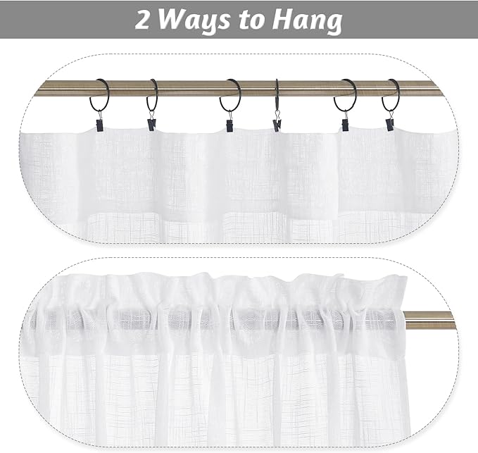 RYB HOME White Linen Textured Sheer Ties - Image 2