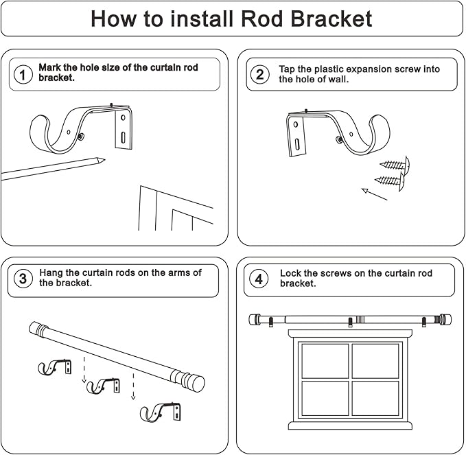 Byondeth Curtain Rods for Windows 16 to 170 Inches Adjustable Length 1 Inch - Image 7