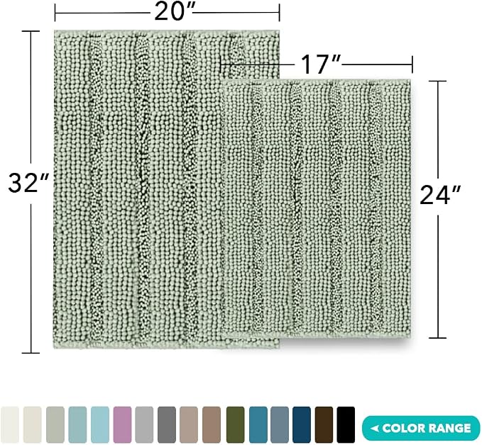 Turquoize Chenille Bathroom Rugs Set - Image 2