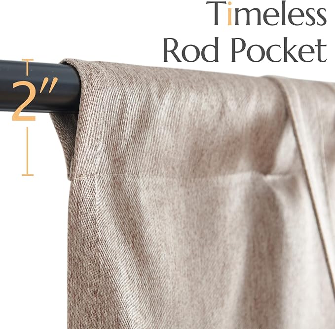 JINCHAN Twill Weave Valance Curtain 45 Inch Tie Up Shade Faux Linen Valance - Image 6