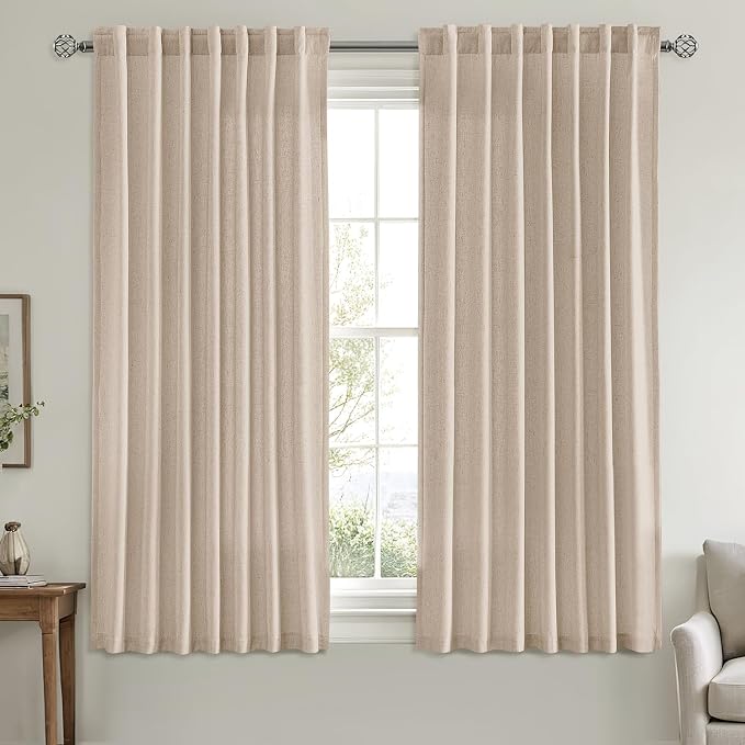 MIULEE Non-See-Through Privacy Linen Curtains 2 Panels, Light Filtering Window - Image 3