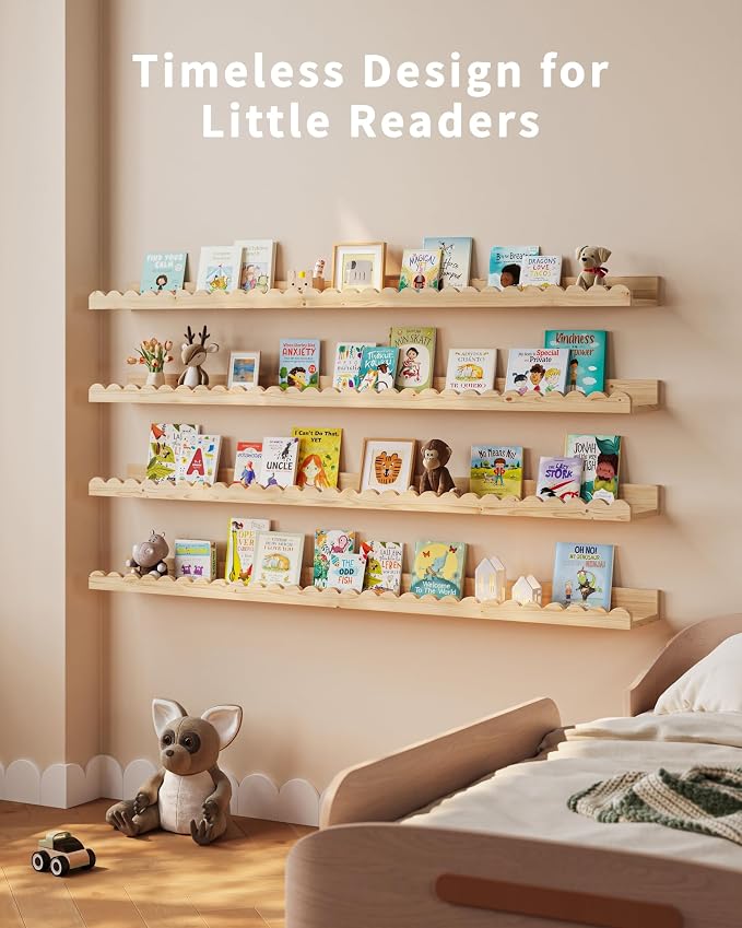 Shario Nursery Book Shelves, Scalloped Shelves, Wall Book Shelves - Image 5