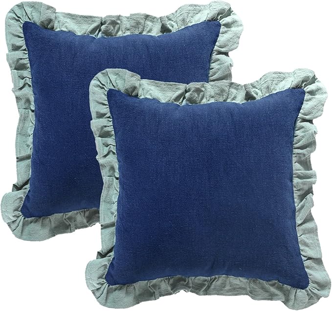 patdrea Blue Shabby Chic Decorative Throw Pillow Covers 22x22 Set of 2 by patdrea