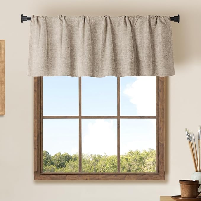 Jola's House 2 Pack Burlap Window Curtain Valances Farmhouse Style Window by Jola%27s+House