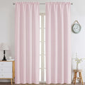 Chyhomenyc Bennet Blush Pink Curtains 96 Inches Long 2 Panels, Faux Linen by Chyhomenyc