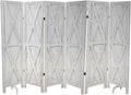 Premium Home 6-Panel Room Divider – Rustic White Barn Door, X Pattern Folding by PremiumHomeDecor
