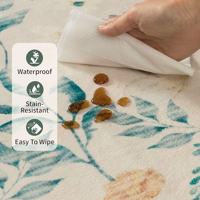 Rugxara Floral Rug for Living Room Bedroom, 5x7 Washable Rug, Large Non Slip - Image 9