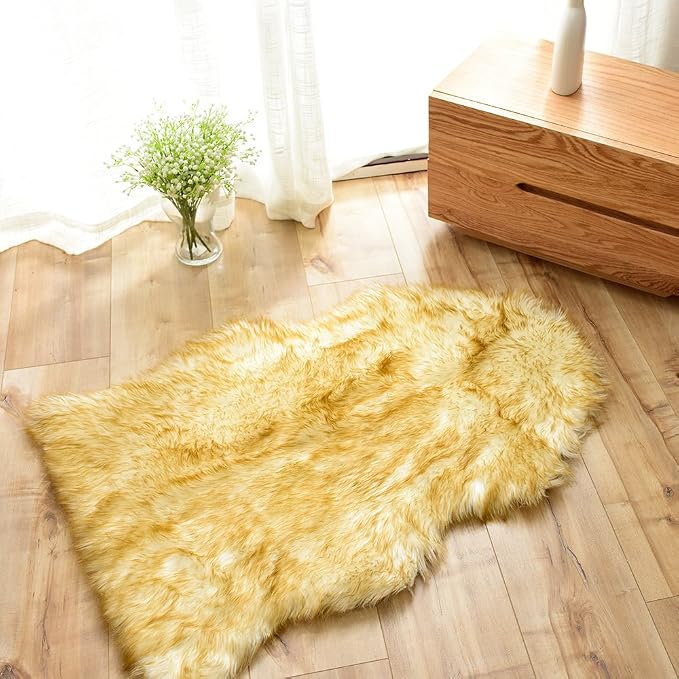 Carvapet Luxury Soft Faux Sheepskin Chair Cover Seat Pad 2ft x 3ft Plush Fur - Image 5
