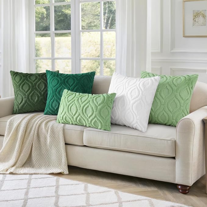 decorUhome Throw Pillow Covers 22x22 Inch Set of 2, Soft Plush Faux Wool Forest - Image 5