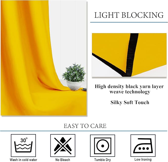 Diraysid Yellow Grommet Blackout Curtains - Image 7
