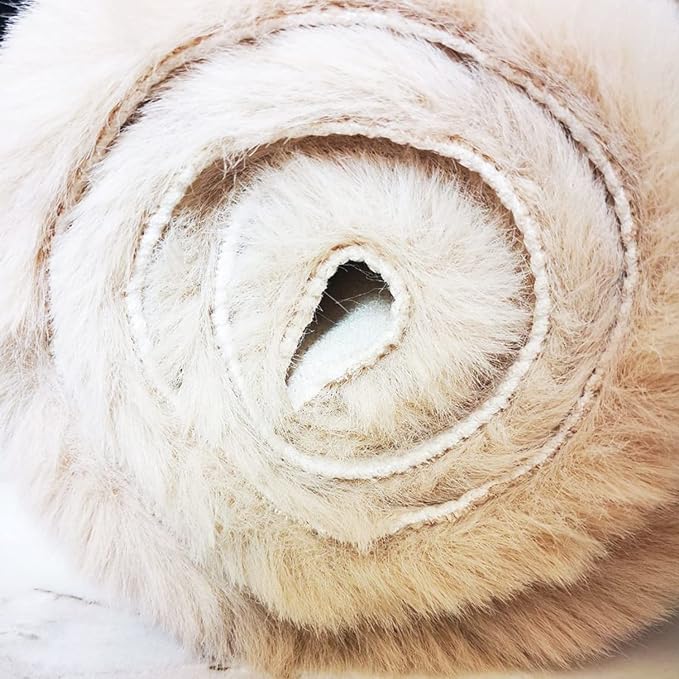 Ghouse Faux Rabbit Fur Round Rug 6ft Light Brown Beige Round Rugs - Image 5