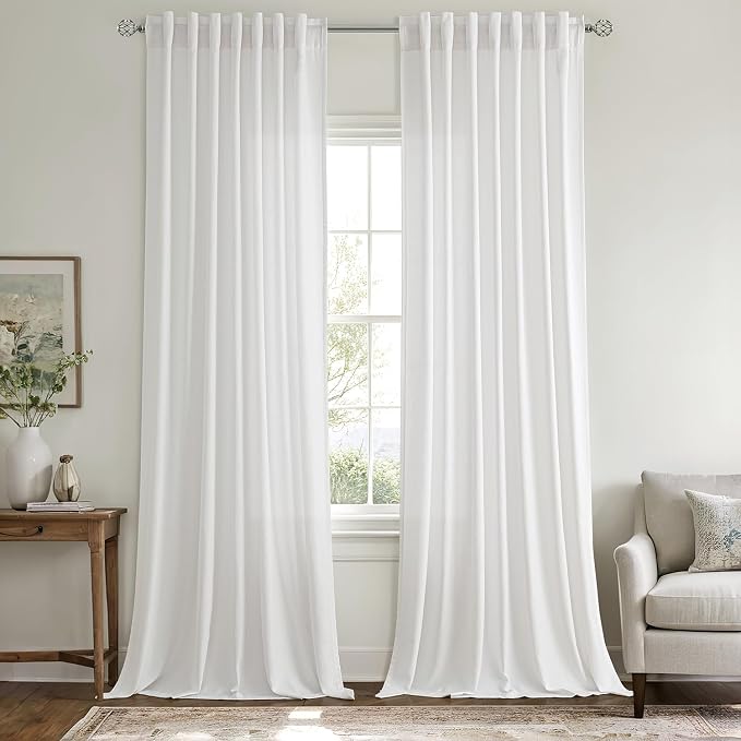 MIULEE Non-See-Through Privacy Linen Curtains 2 Panels, Light Filtering Window - Image 3
