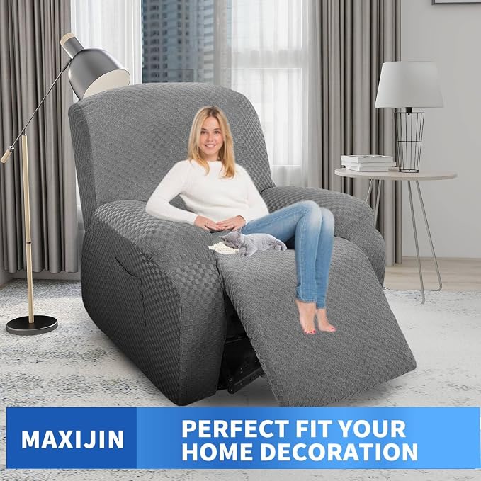 MAXIJIN Oversized Recliner Covers That Stay in Place 4 Pieces Stretch Large - Image 2
