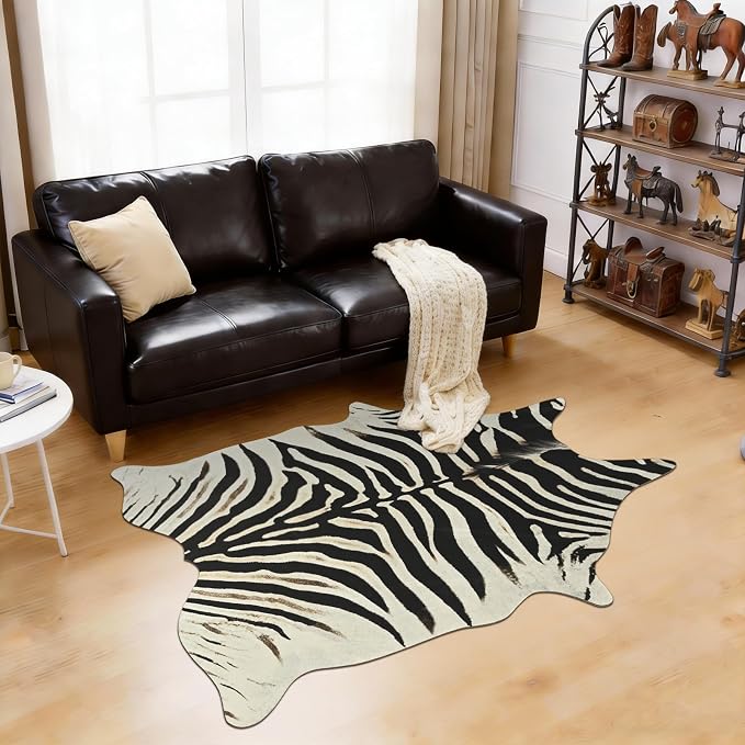 BENRON Zebra Print Area Rug, Cute Animal Hides and Skins - Image 3