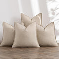 MIULEE Beige Linen Pillow Covers Pack of 4 Decorative Natural Solid Throw by MIULEE