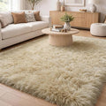 Amdrebio Beige Area Rugs for Bedroom Living Room, 5x8 Fluffy Plush Shag Furry by Amdrebio