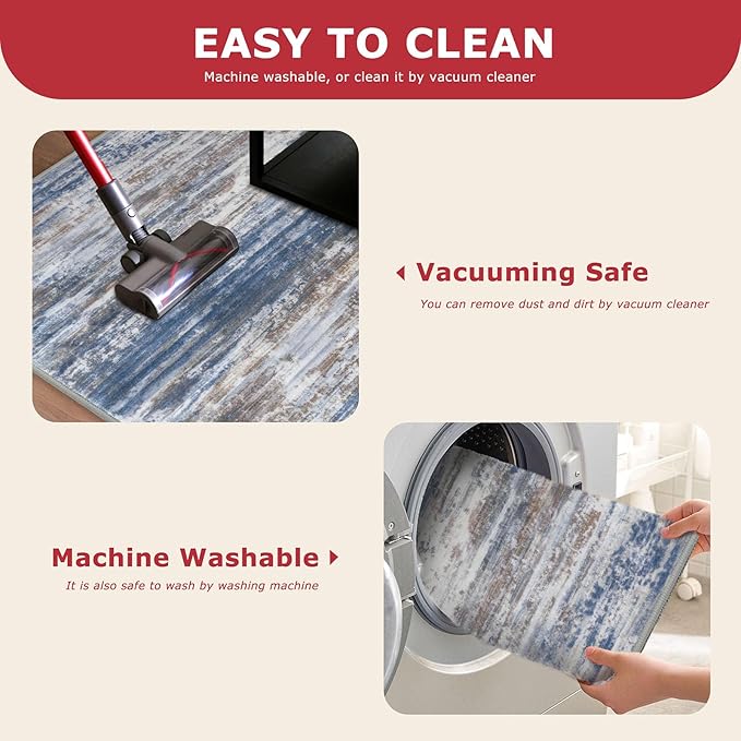 KOZYFLY Modern Abstract Washable Rug Runner 2x7 Hallway Runner Rug Non-Slip - Image 5
