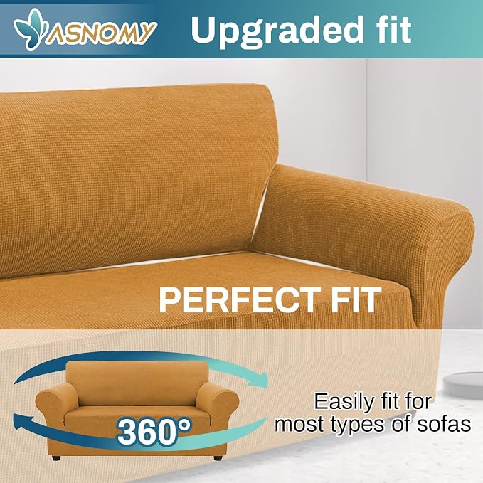 Asnomy Sofa Covers for 2 Cushion Couch Stretch loveseat Covers Slipcovers - Image 5