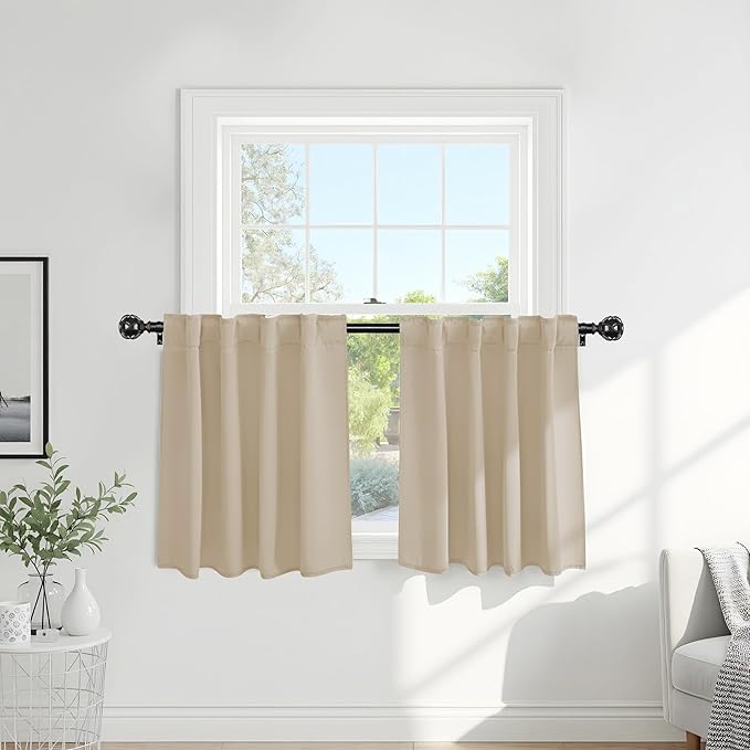 PONY DANCE Beige Blackout Curtains by PONYDANCE