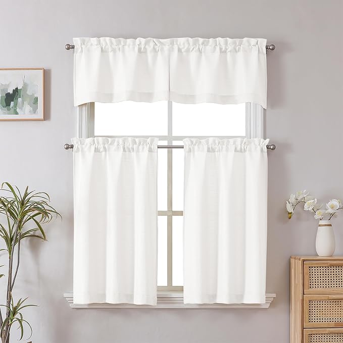 Chyhomenyc Valance for Windows, Faux Linen Slub Textured Small Valance for - Image 2