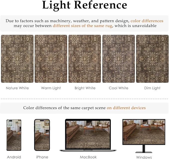 2'6x10 Washable Runner Rug for Hallway Kitchen Vintage Brown Non Slip Low Pile - Image 8