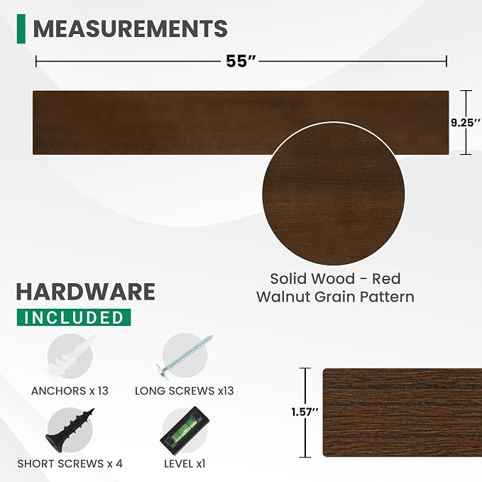 Marsmiles Solid Wood Floating Shelves - Image 2