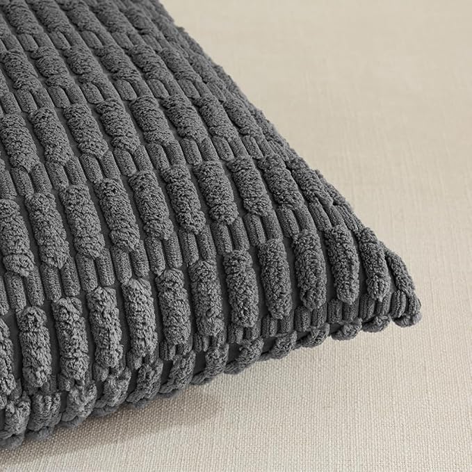 Fancy Homi 4 Packs Dark Grey Decorative Throw Pillow Covers 22x22 Inch - Image 4
