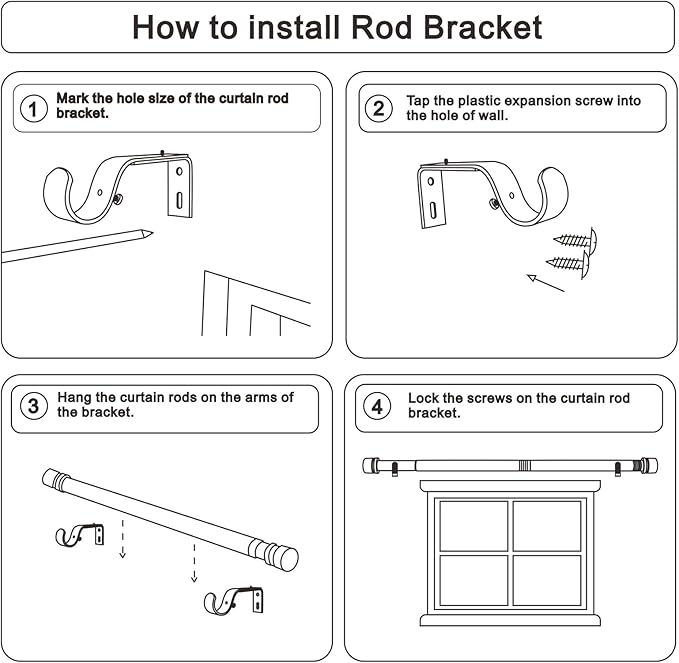 Byondeth Curtain Rods for Windows 16 to 48 or 60 Inches Max 2 Pack Adjustable - Image 7