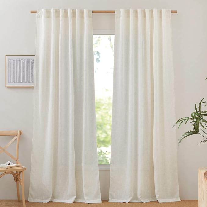 NICETOWN Extra Long Semi Sheer Linen Curtains by NICETOWN