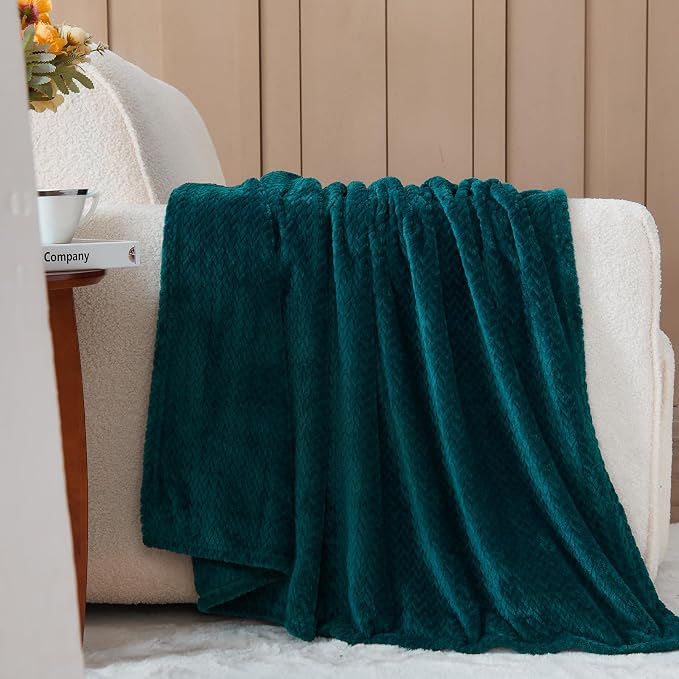 NEWCOSPLAY Super Soft Throw Blanket Dark Teal Premium Silky Flannel Fleece - Image 2