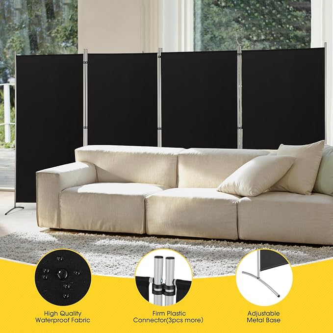 RANTILA 4 Panel Room Divider, 6 Ft Tall Folding Privacy Screen Room Dividers - Image 4