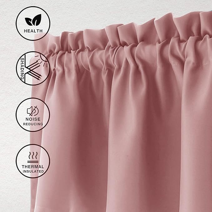 Hiasan Valance Curtains for Kitchen Blackout Thermal Insulated Solid Window - Image 2