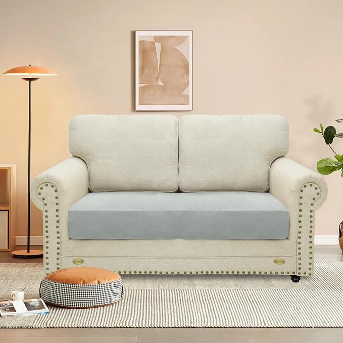 MAXIJIN Velvet Stretch Couch Cushion Covers Soft Loveseat Cushion Cover - Image 2