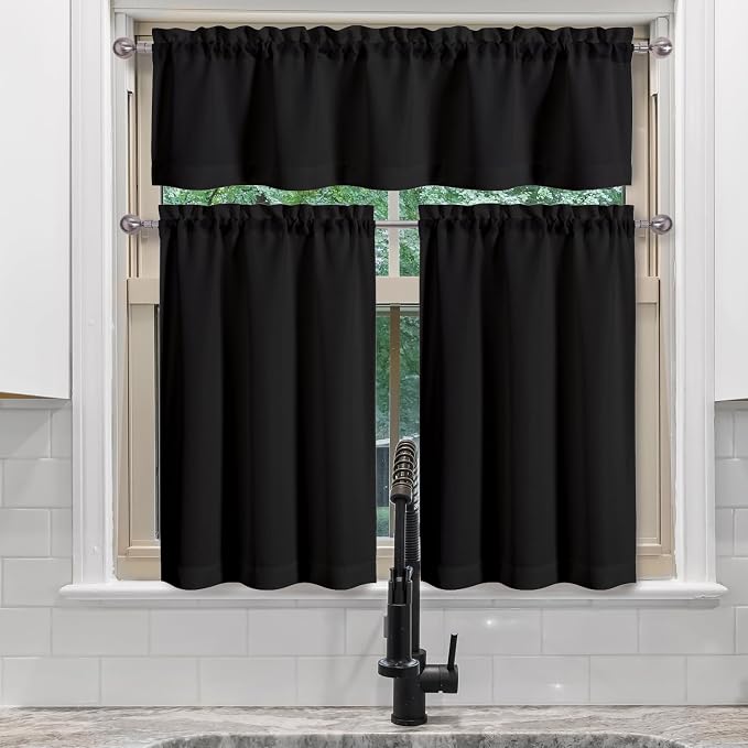 Chyhomenyc 2 Panels Small Cafe Curtains 24 Inch Length, Faux Linen Textured - Image 8