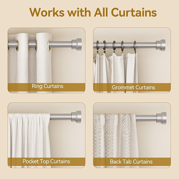 YaFex Curtain Rods 2 Pack 32-144 Inch, Heavy Duty 1 Inch Curtain Rod, Modern - Image 5