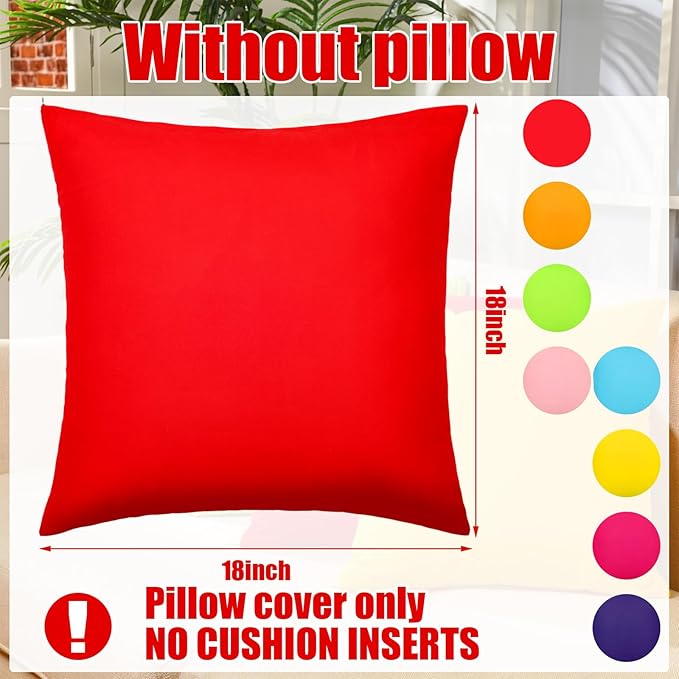 Preboun 8 Pcs 18 x 18 Inch Fresh Colors Decorative Throw Pillow Covers Mixed - Image 2