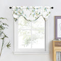 Leeva Tie-up Curtain Valances for Bedroom, Rustic Blue & Green Flower Privacy by Leeva