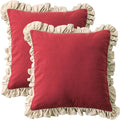 patdrea Shabby Chic Red Decorative Throw Pillow Covers 22x22 Set of 2, by patdrea