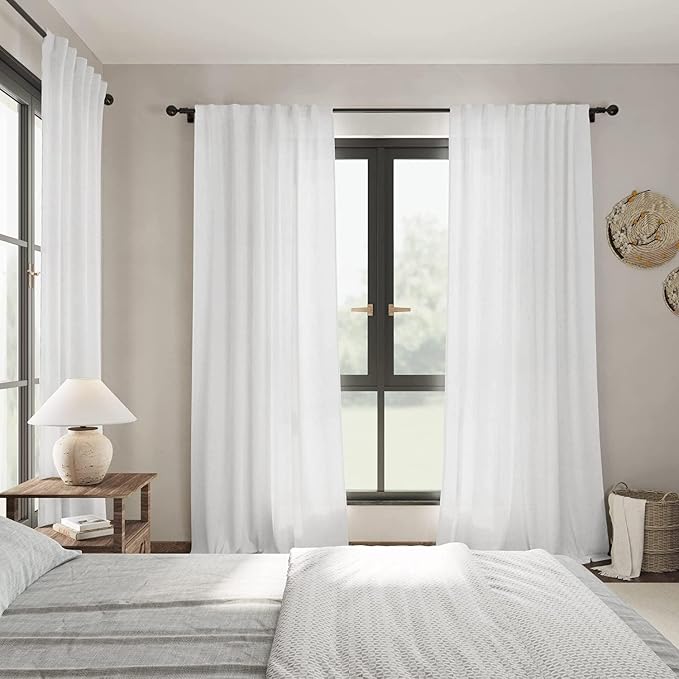 White Linen Curtains 80 inches Long - Image 7