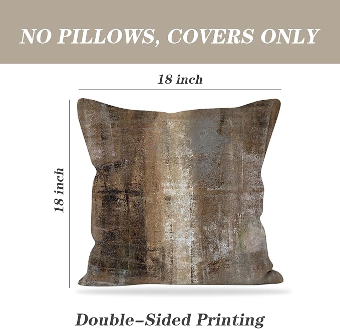Taupe Abstract Art Artwork Pillow Cover, Gallery Modern Decorative Throw - Image 4