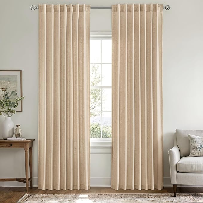 MIULEE Non-See-Through Privacy Linen Curtains 2 Panels, Light Filtering Window - Image 3