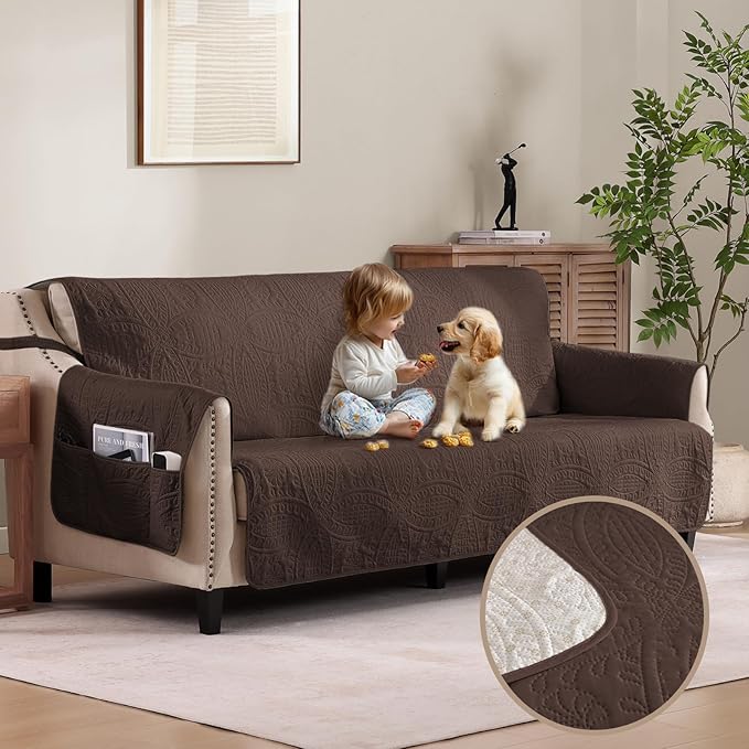 Quilted Grand Sofa Covers Washable, Couch Cover by Pamhaven