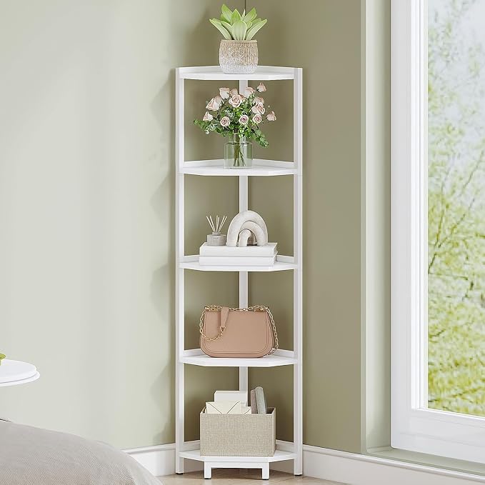 Hzuaneri Corner Shelf Stand, Corner Bookshelf, Storage Standing Shelf Unit by Hzuaneri