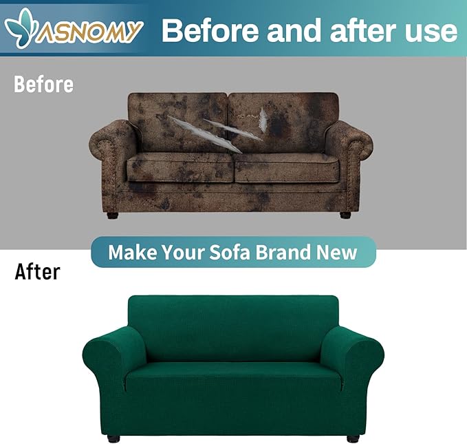 Asnomy Sofa Covers for 2 Cushion Couch Stretch loveseat Covers Slipcovers - Image 7